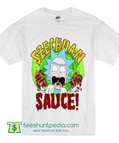 Rick and Morty Szechuan Sauce Graphic T-Shirt tiny pickle cartoon