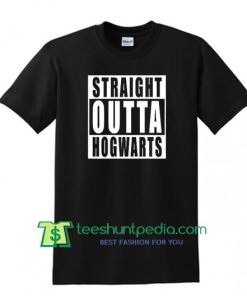 Straight Outta Hogwarts Harry Potter Style deep neck black Shirt