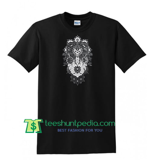Men's PERENNIALS Mandala Tee Dotwork Sacred Geometry Floral Psychedelic Shirt Maker Cheap